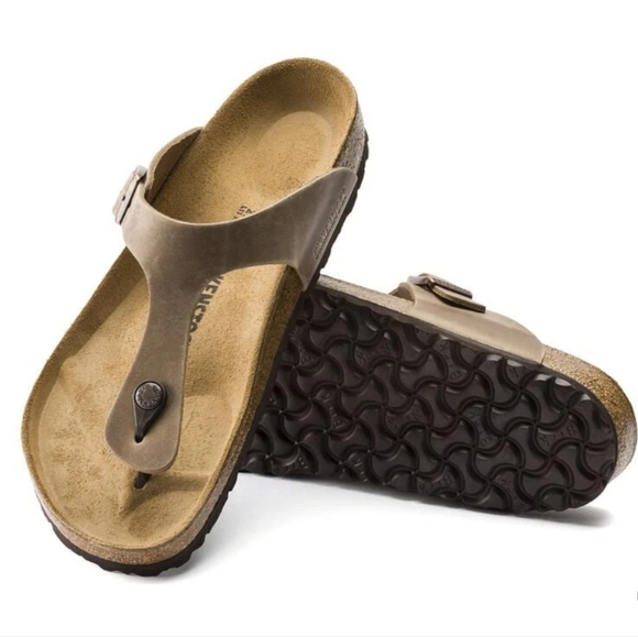 NWT BirkenstockGizeh Tobacco Brown Oiled Leather Sandals